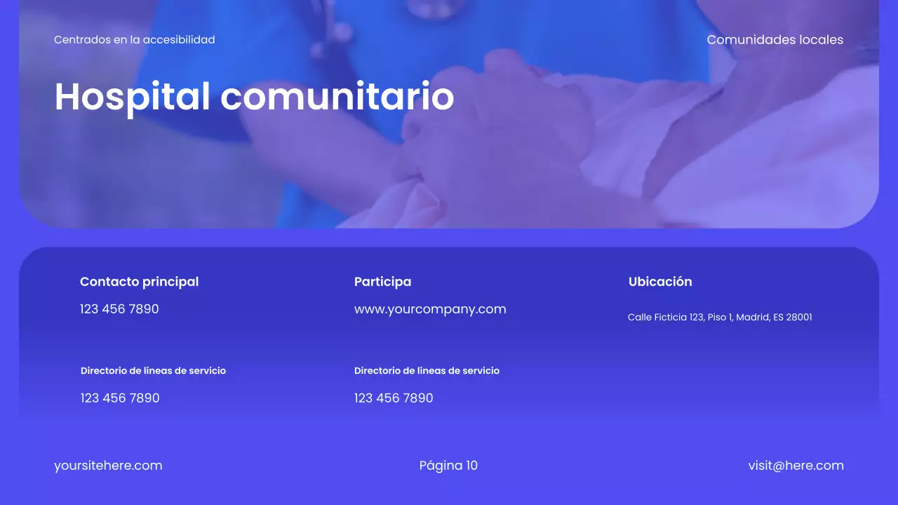 Promoción de atención médica moderna azul