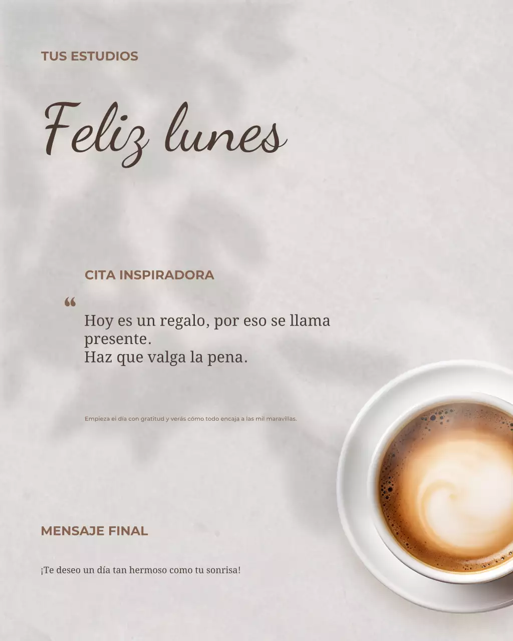 Anuncio de motivación simple en beige