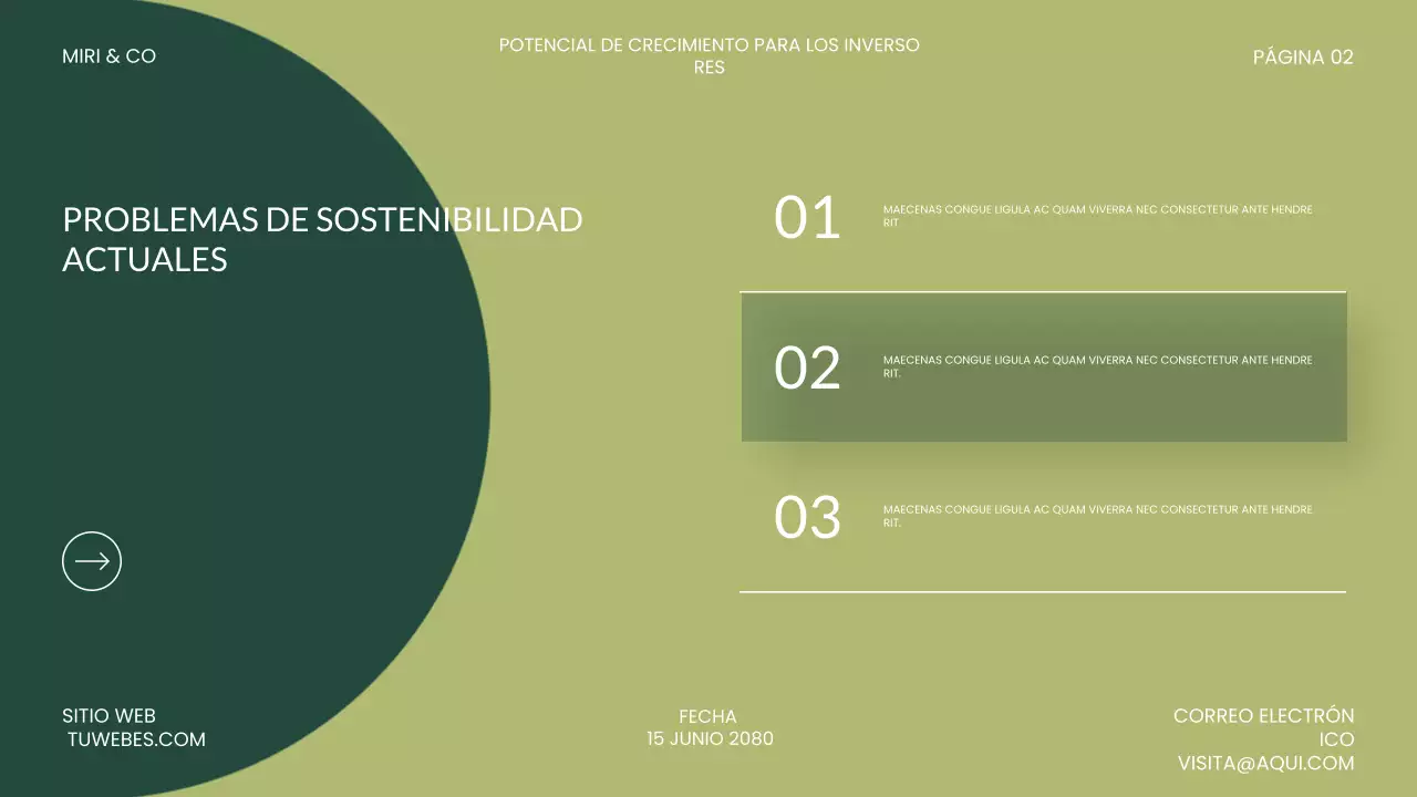Presentación de inversión moderna y ecológica