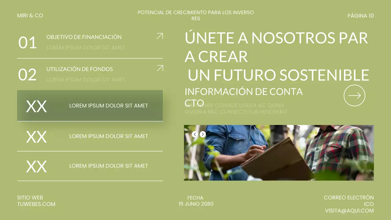 Presentación de inversión moderna y ecológica