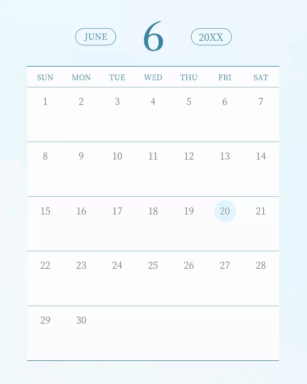 青 シンプル カレンダー 予定表