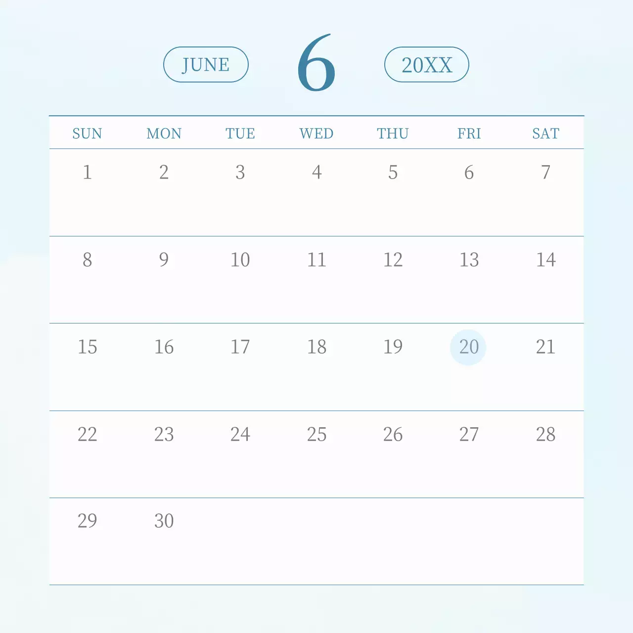 青 シンプル カレンダー 予定表 ソーシャルメディア