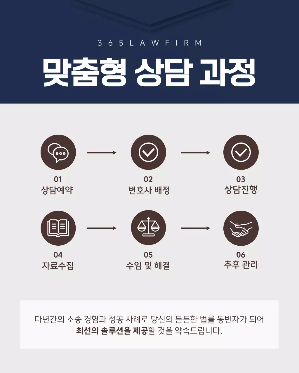 남색과 갈색의 심플한 법무법인 게시글