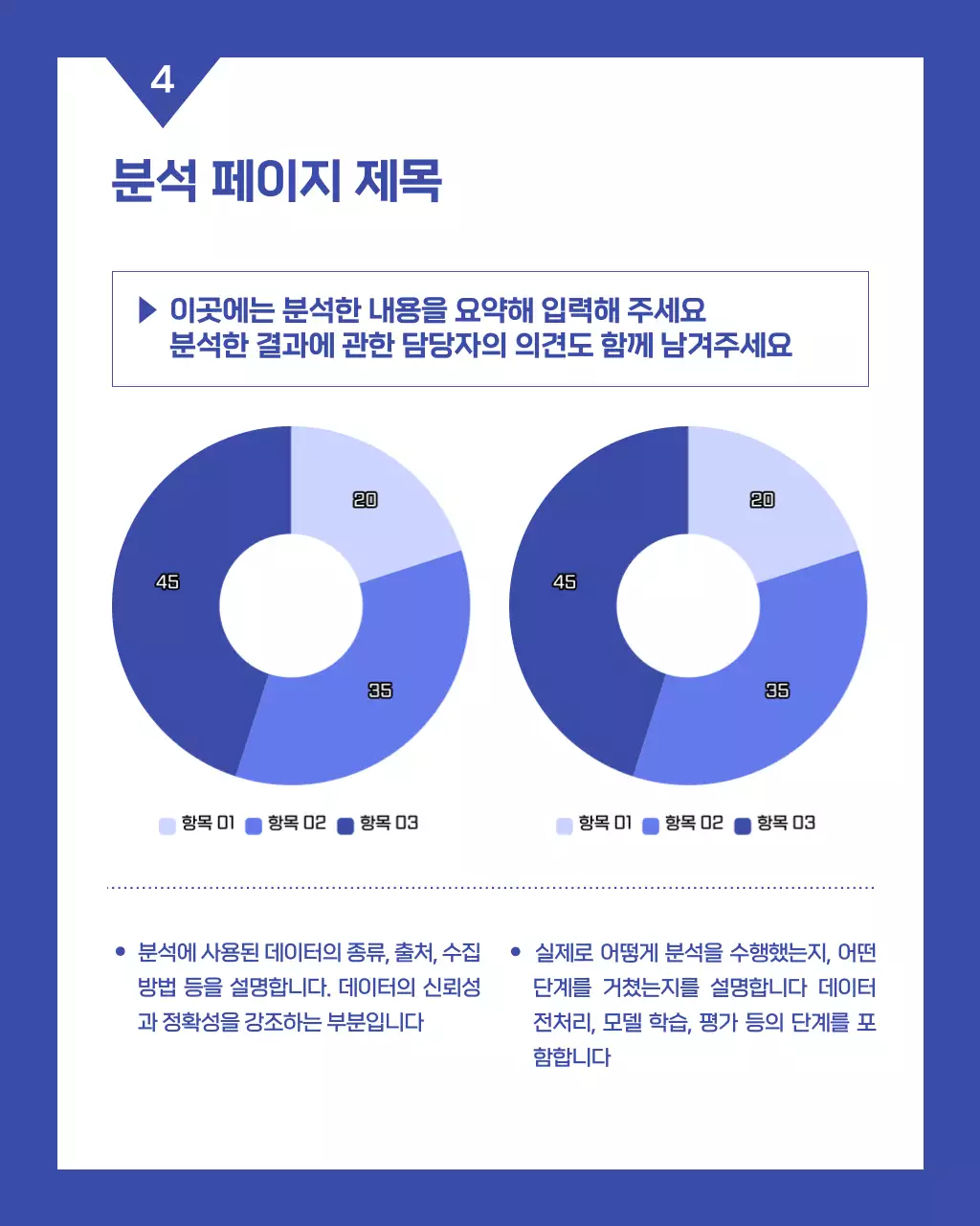 파랑과 흰색의 심플한 기업 성과 평가 보고서