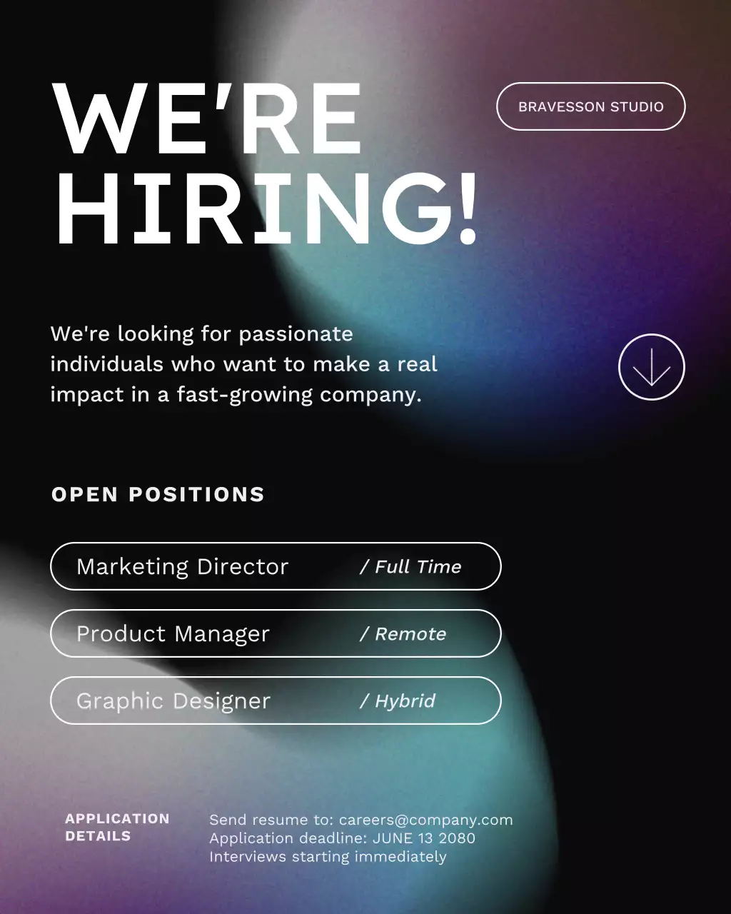 Black and Purple Gradient Minimalist Job Vacancy Instagram Post