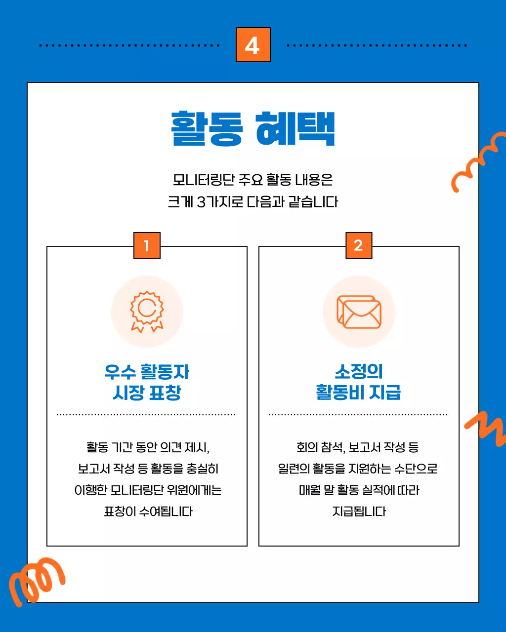 파랑과 주황색의 트렌드한 청년 정책 모니터링단 모집 홍보