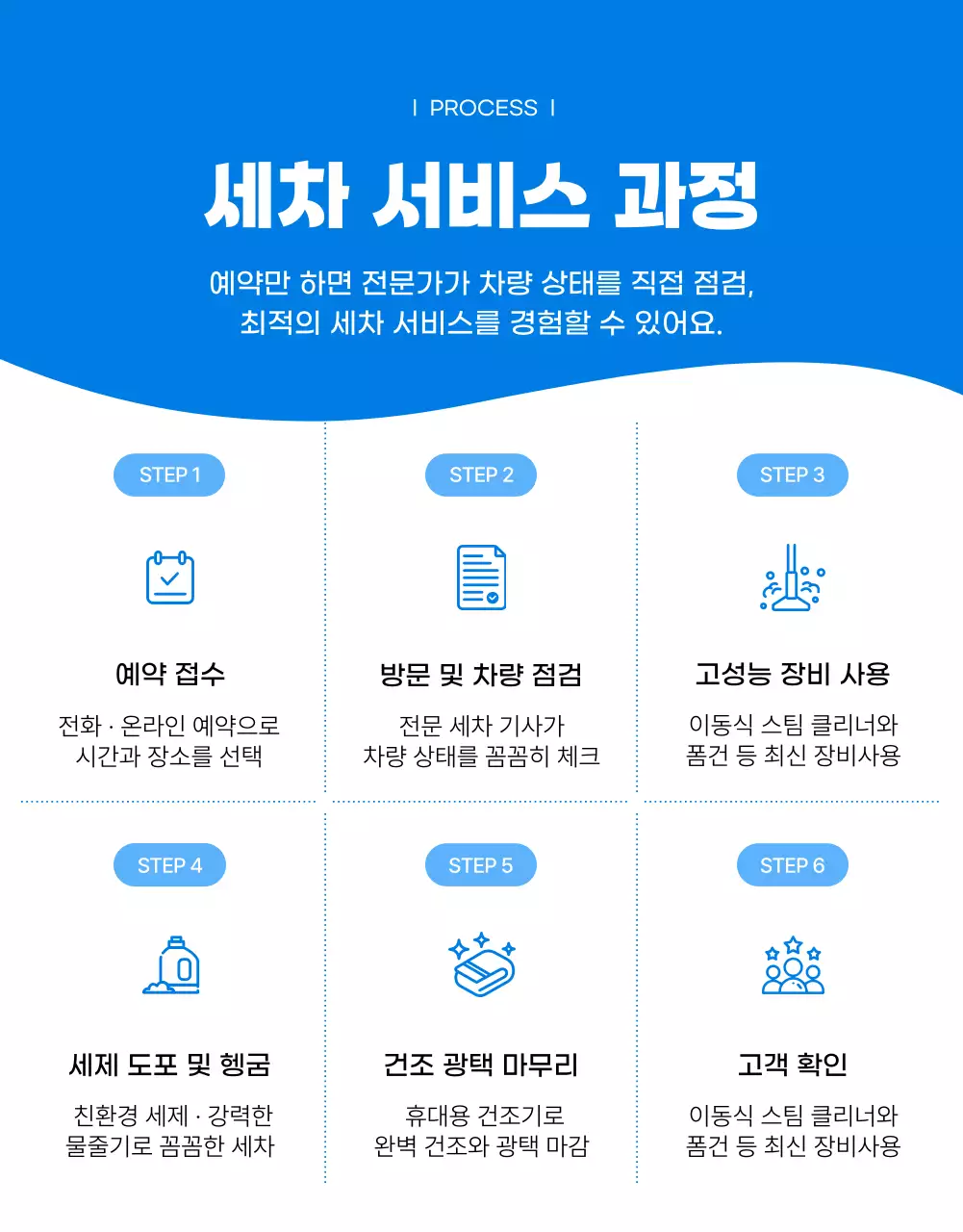파랑 모던 세차 서비스 홍보