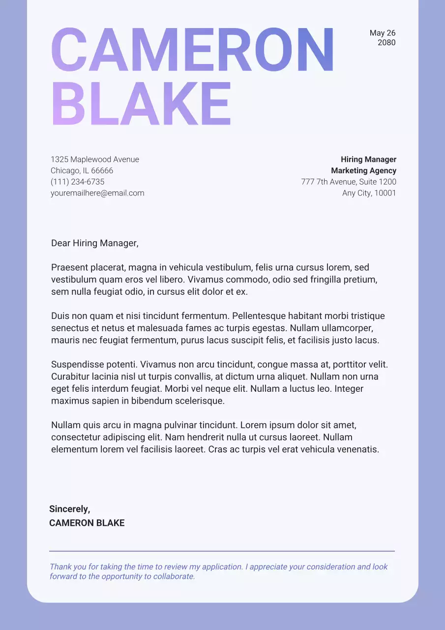 Purple Modern Business Letter Poster