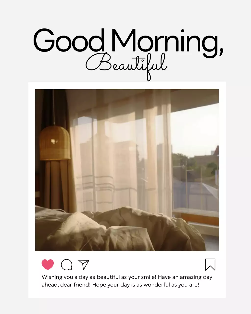 Beige Minimal Morning Greetings Card Instagram Post