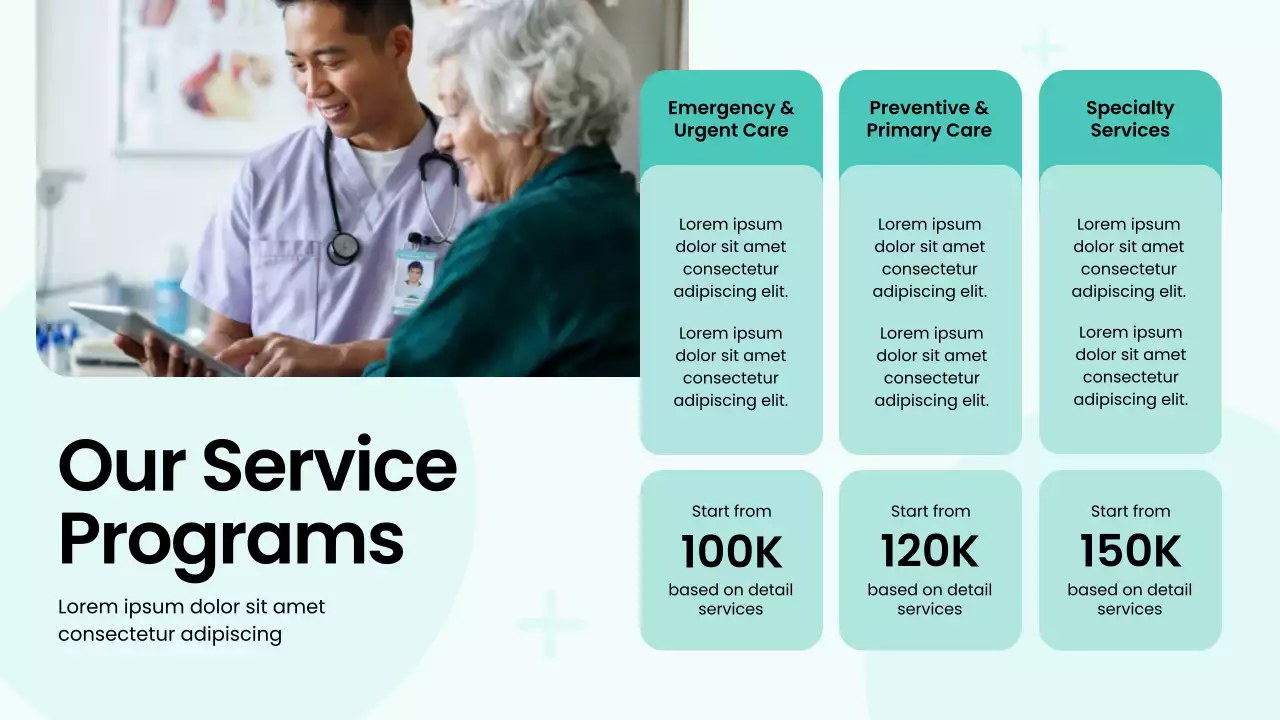 Green and White Bold Modern Hospital Service Presentation