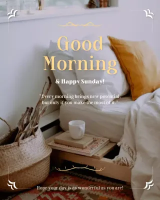 Brown Classic Morning Greetings Card Instagram Post