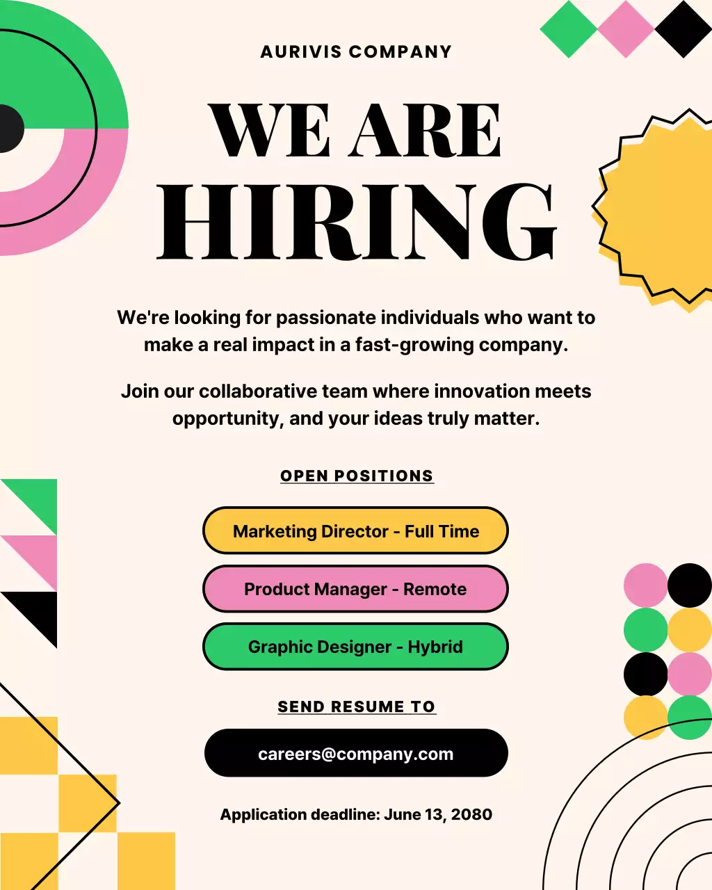 Beige Trendy Hiring Poster Instagram Post
