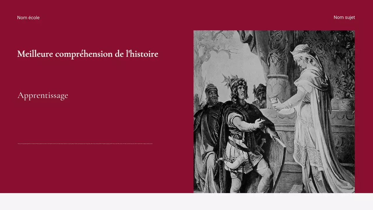 Présentation d'un événement historique rouge moderne et épuré