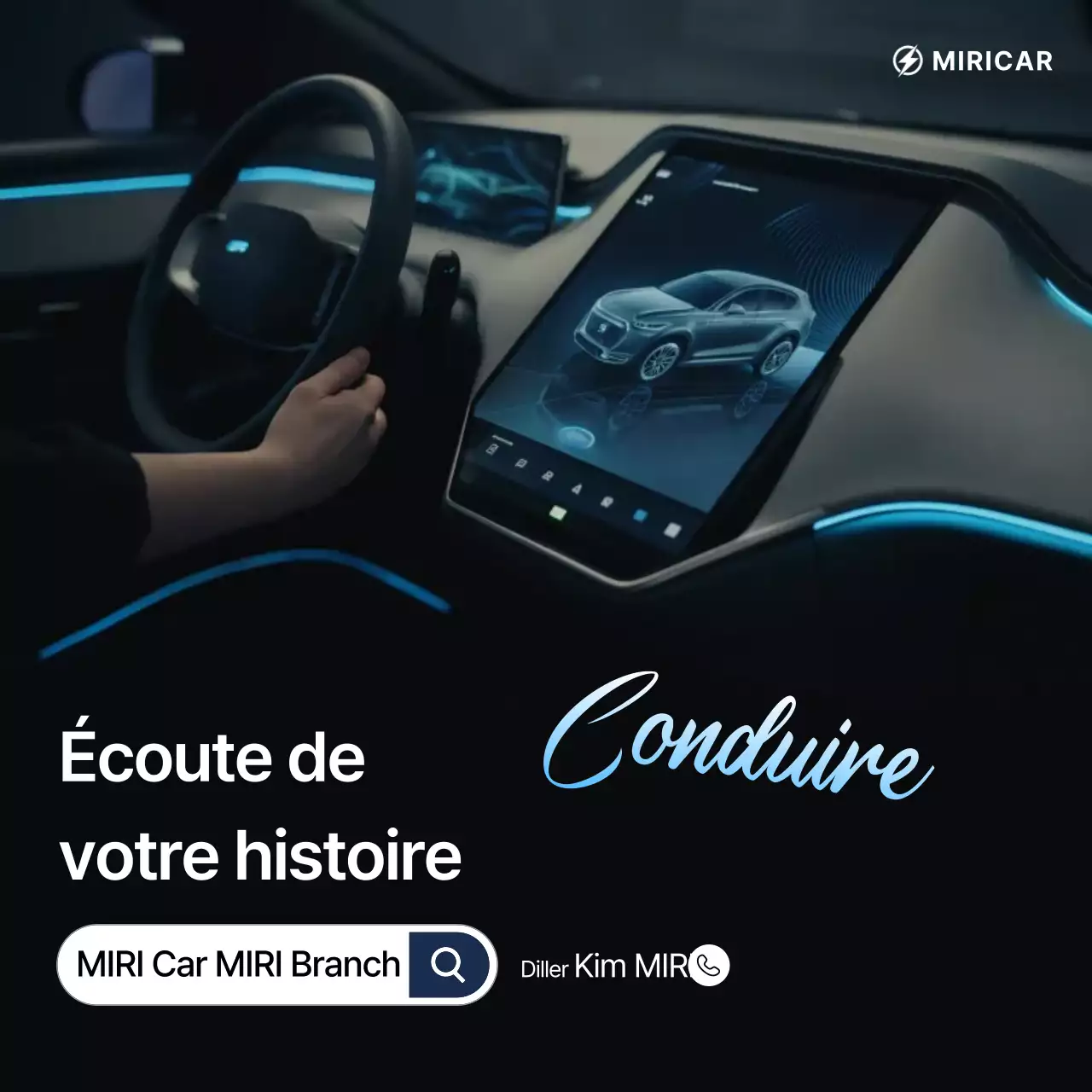 Publicité pour une voiture bleue moderne