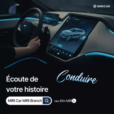 Publicité pour une voiture bleue moderne