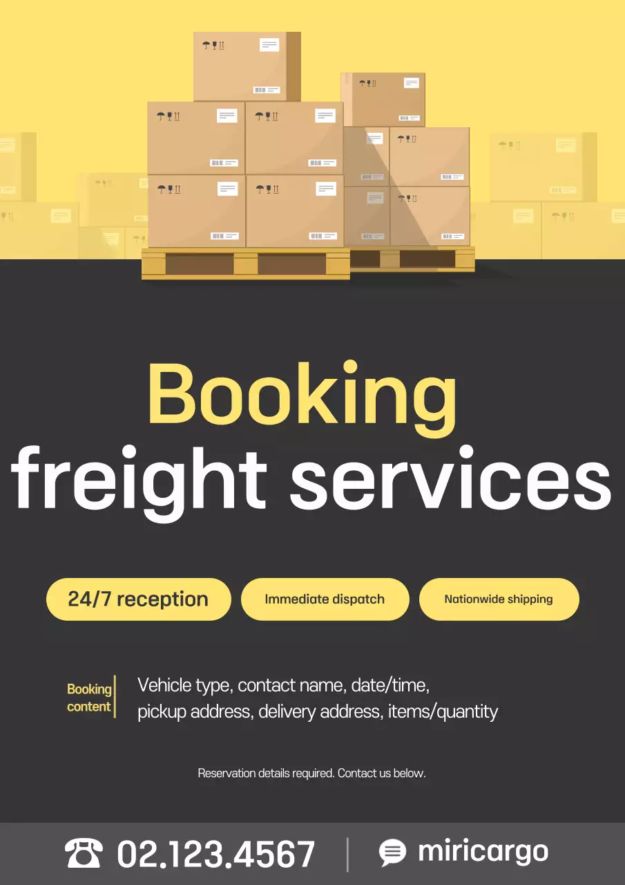 Thông báo vận chuyển hàng hóa màu vàng và xám gọn gàng