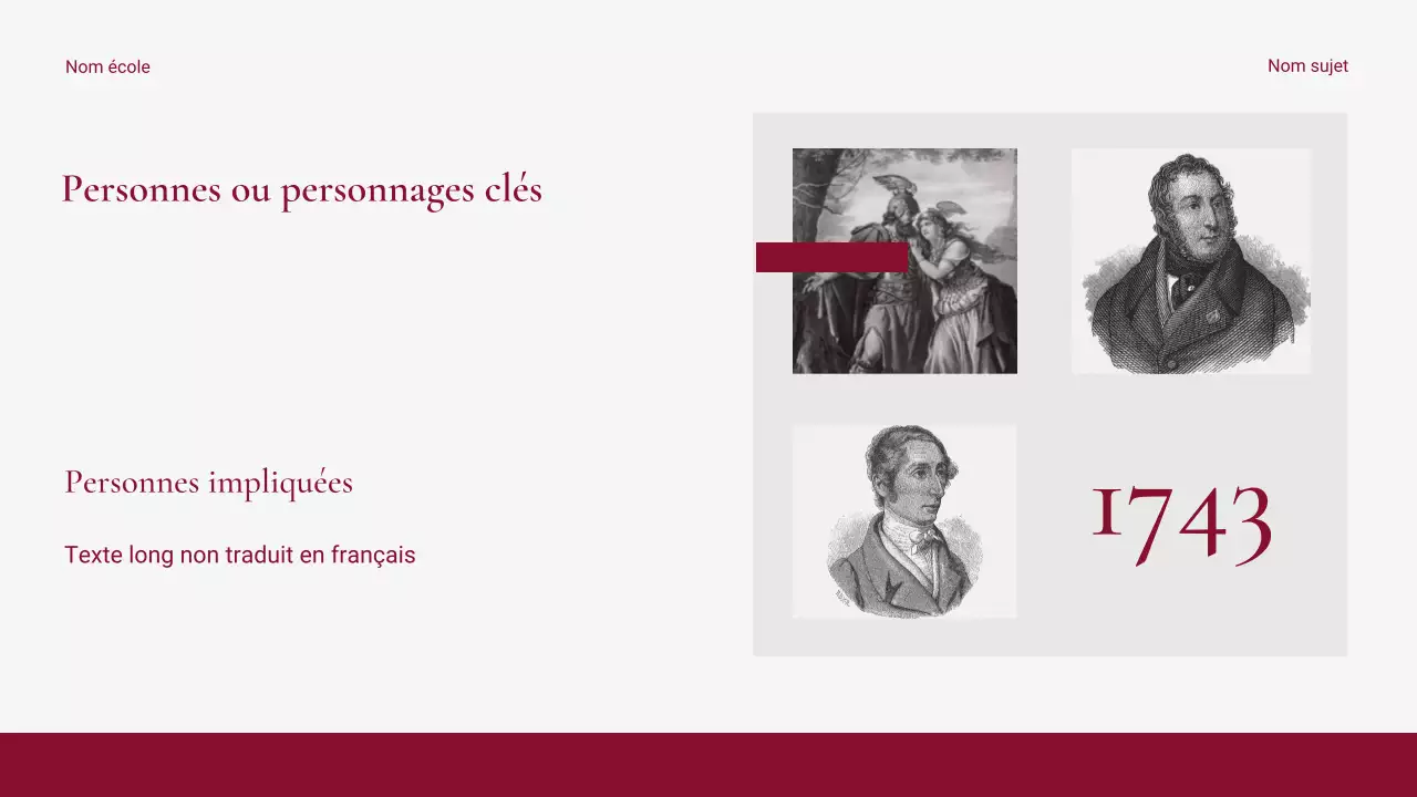 Présentation d'un événement historique rouge moderne et épuré