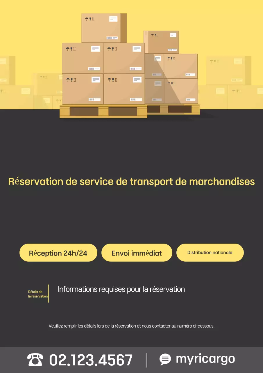 Avis de transport de marchandises jaune et gris soigné