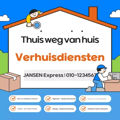 Advertentie voor verhuisservice Blue Simple Packing