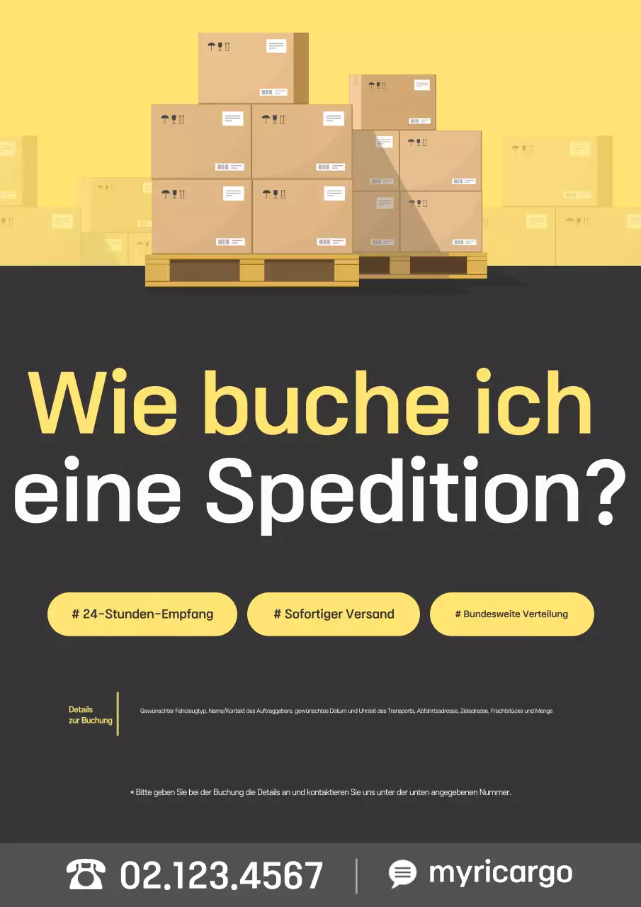 Sauberer gelb-grauer Frachttransporthinweis