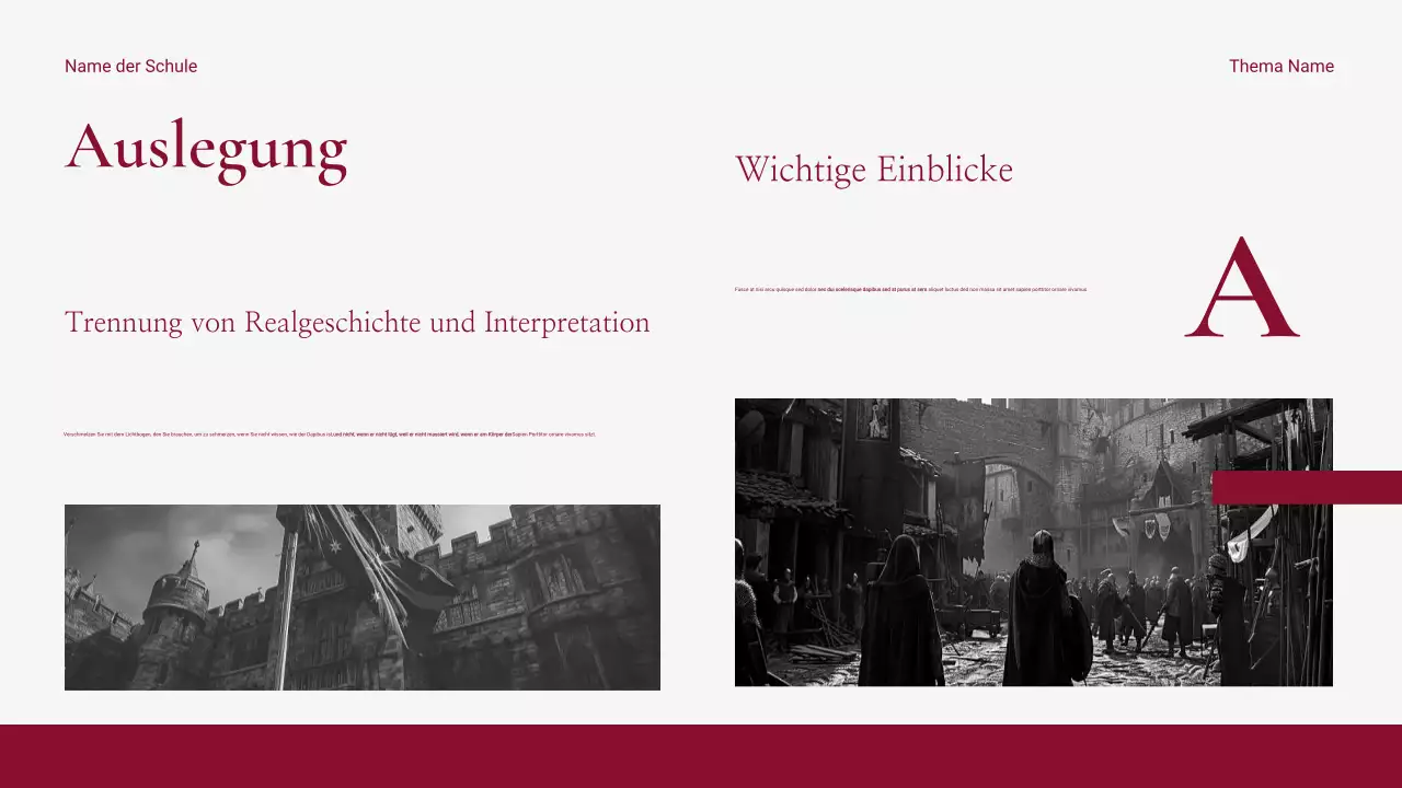 Moderne und saubere rote historische Eventpräsentation