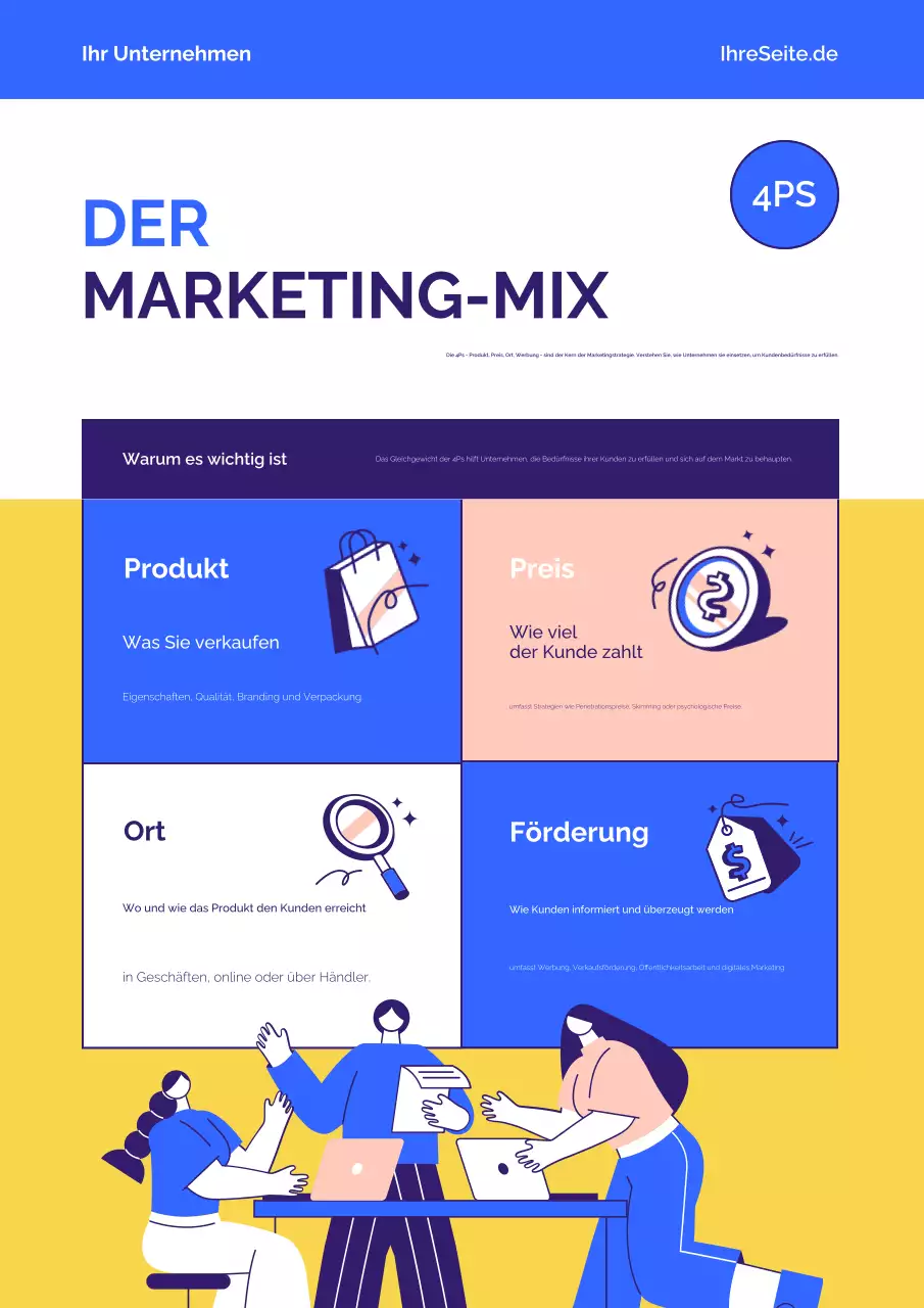 Blaues modernes Marketing-Leitfaden-Poster