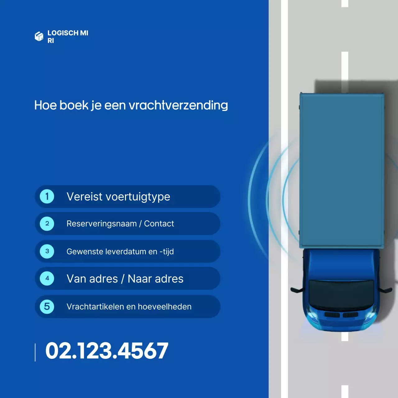 Blauwe eenvoudige vrachtvervoerreserveringskennisgeving