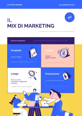 Poster della guida al marketing moderno blu