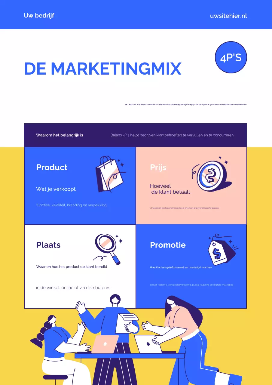 Blauwe moderne marketinggidsposter