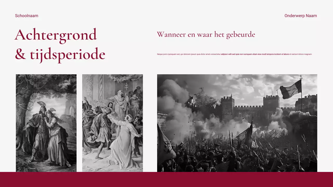 Moderne en schone rode historische evenementenpresentatie