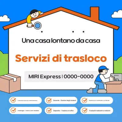 Pubblicità del servizio di trasloco Blue Simple Packing