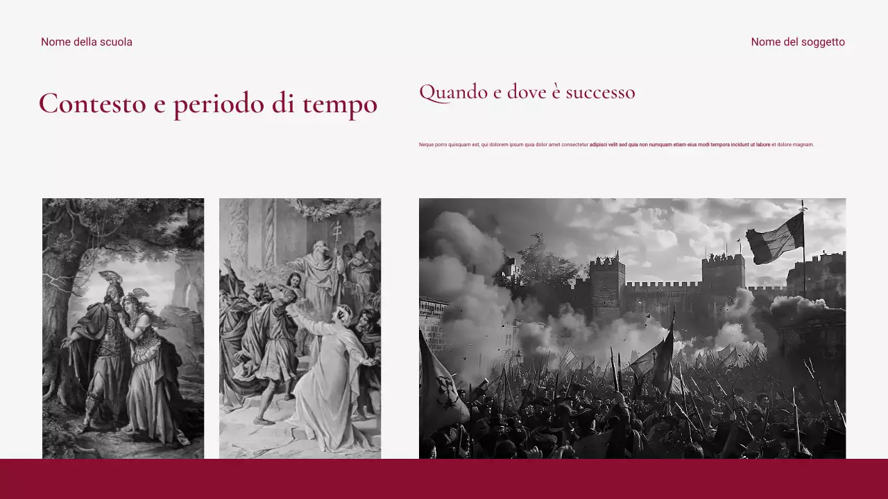 Presentazione dell'evento storico moderno e pulito rosso