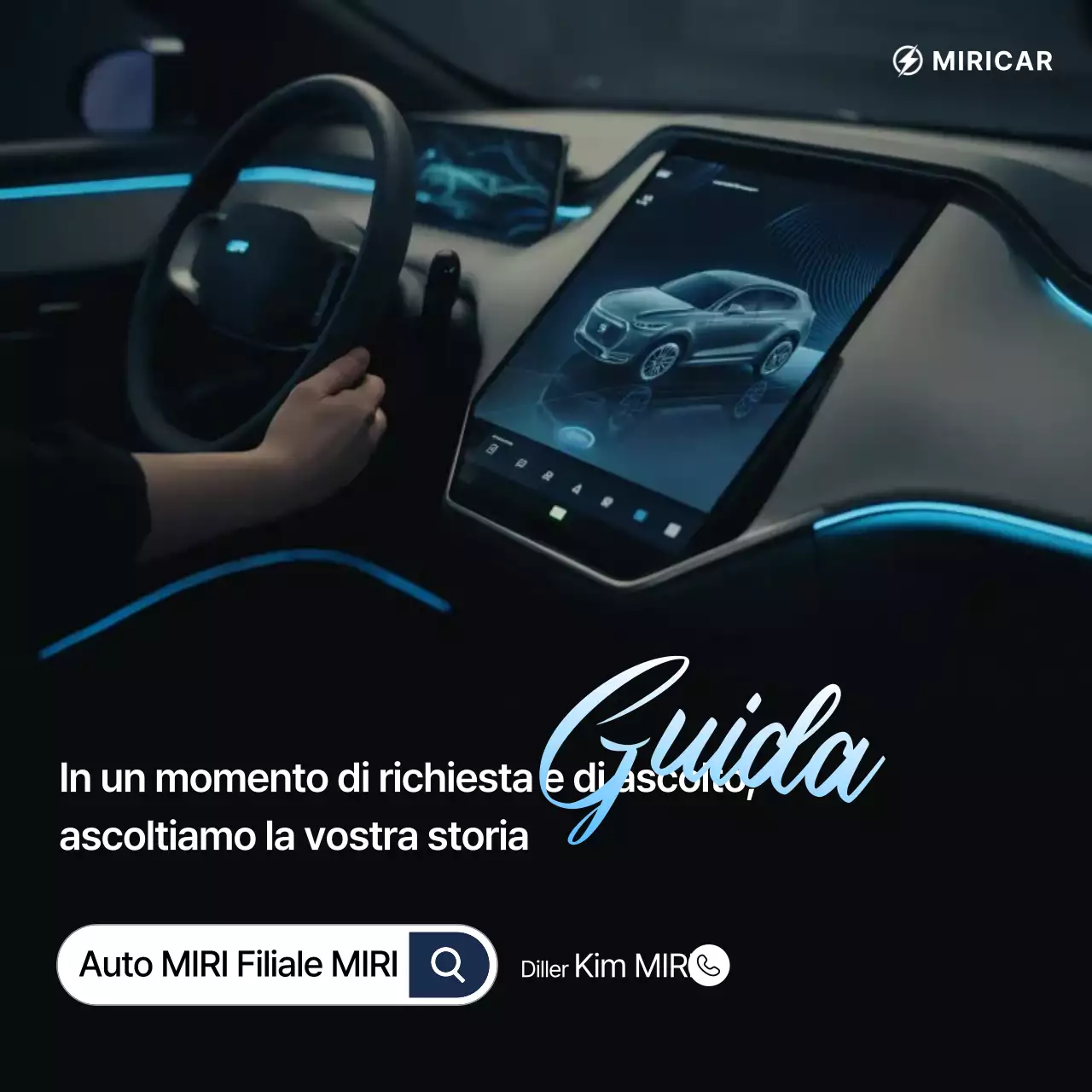 Pubblicità di auto moderna blu
