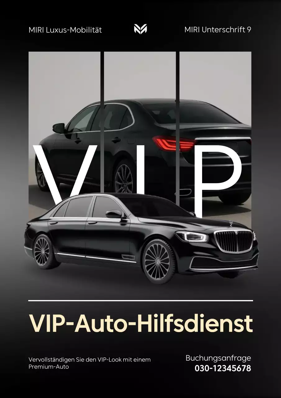 Werbung für ein schwarzes Luxusauto