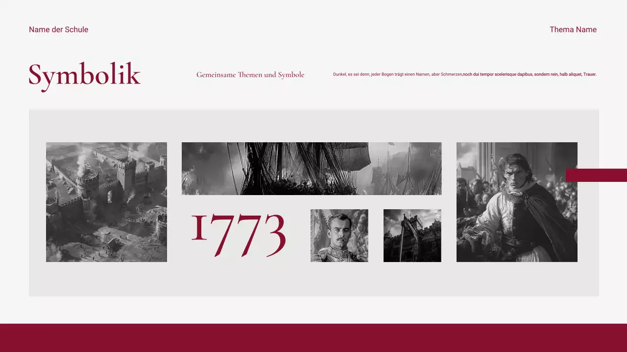 Moderne und saubere rote historische Eventpräsentation