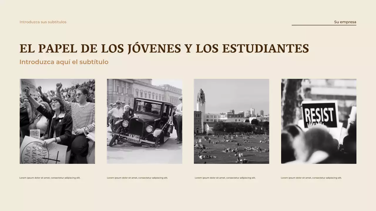 Presentación del anuncio de igualdad vintage beige