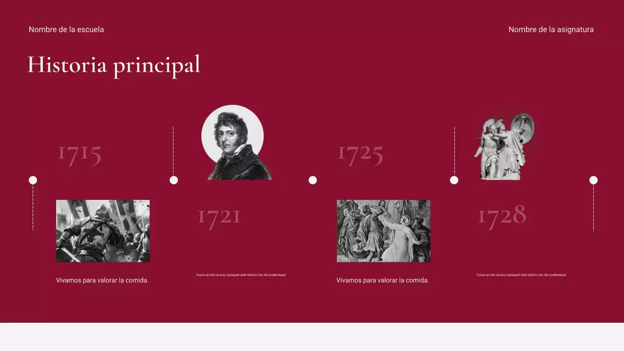 Presentación del evento histórico rojo, moderno y limpio