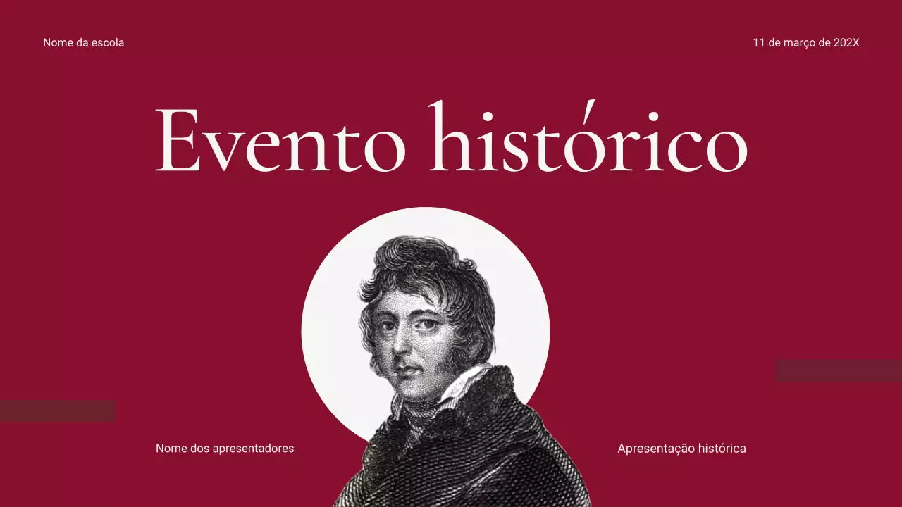 Apresentação do evento histórico vermelho moderno e limpo
