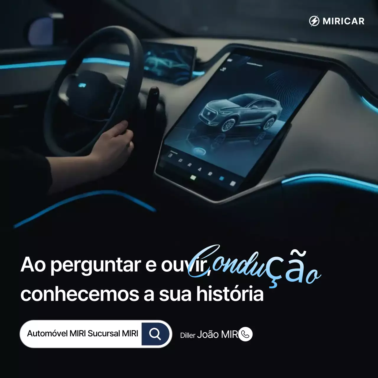 Anúncio de carro moderno azul