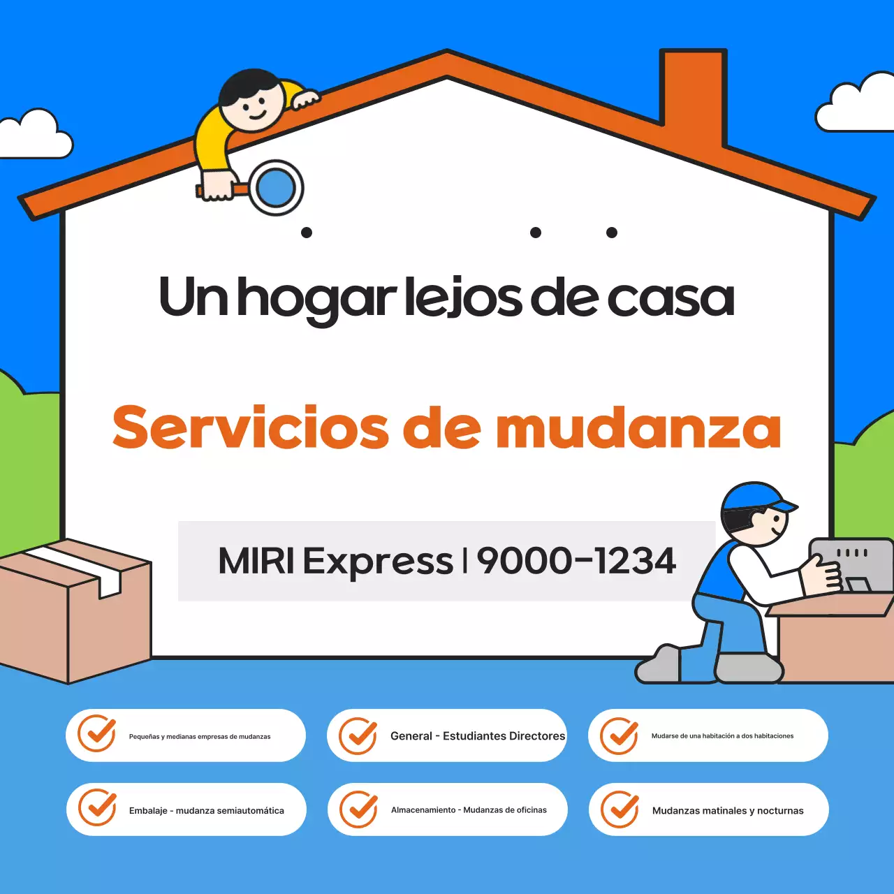 Anuncio del servicio de mudanzas Blue Simple Packing