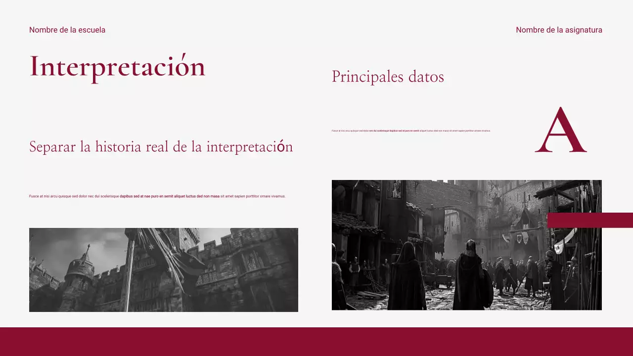 Presentación del evento histórico rojo, moderno y limpio