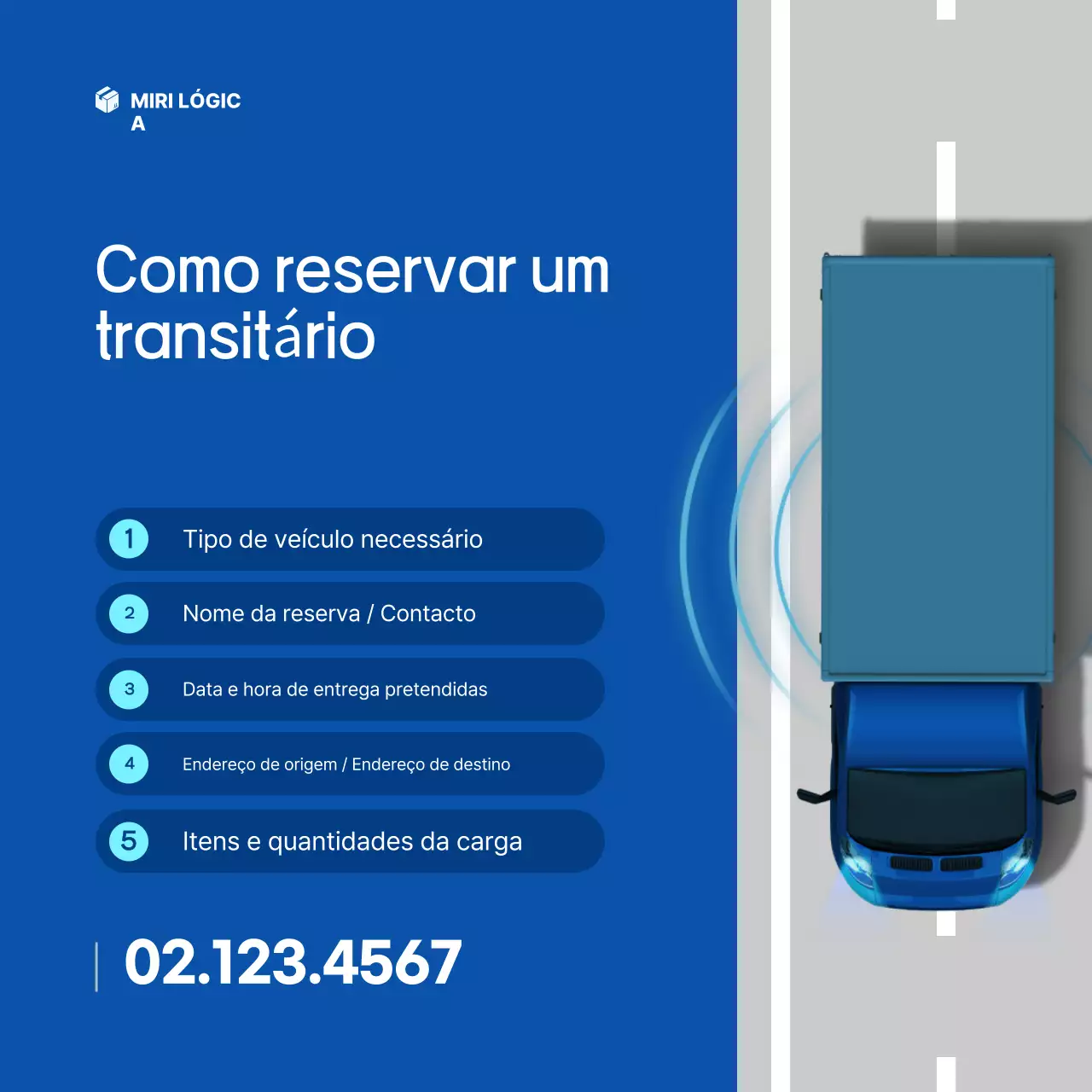 Aviso de reserva de transporte de carga Blue Simple