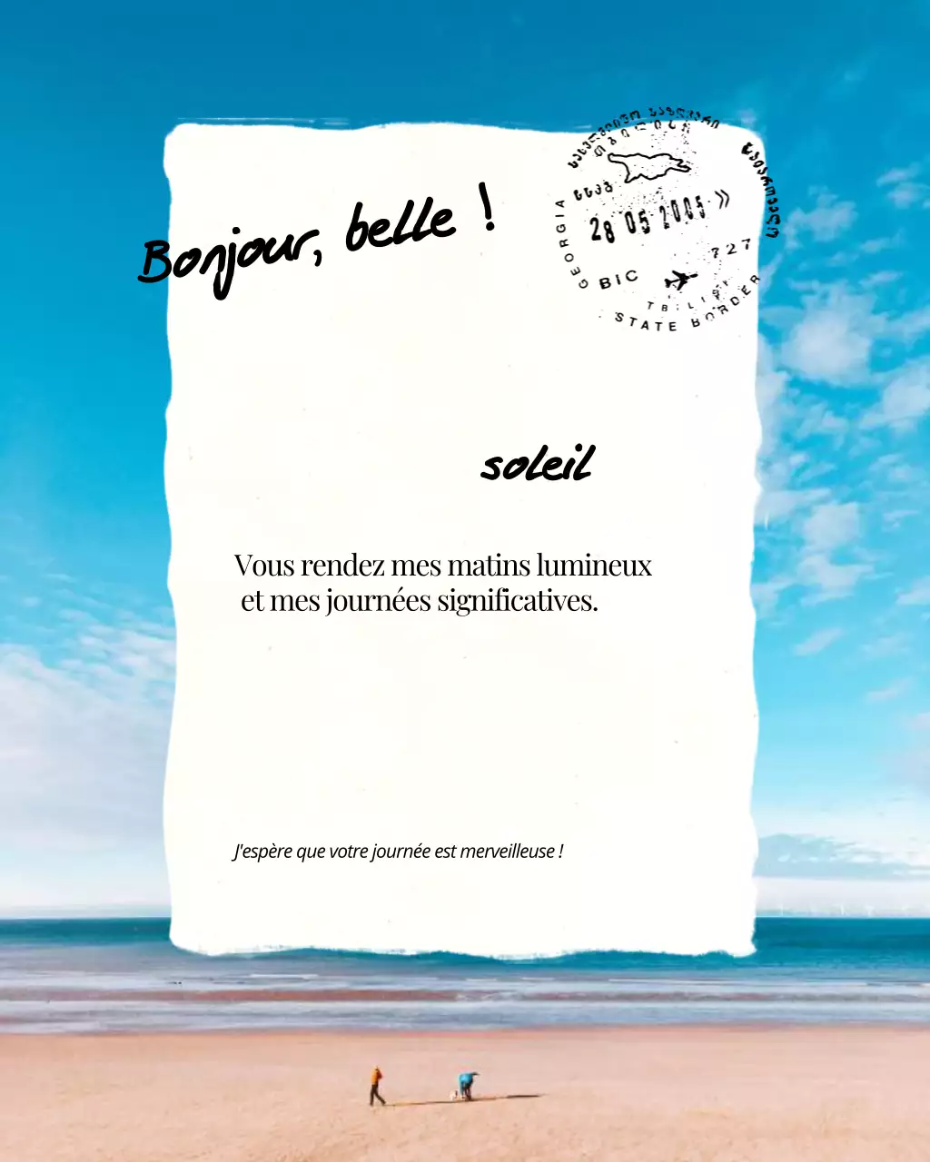 Publication Instagram de salutations du matin modernes et esthétiques en bleu et blanc