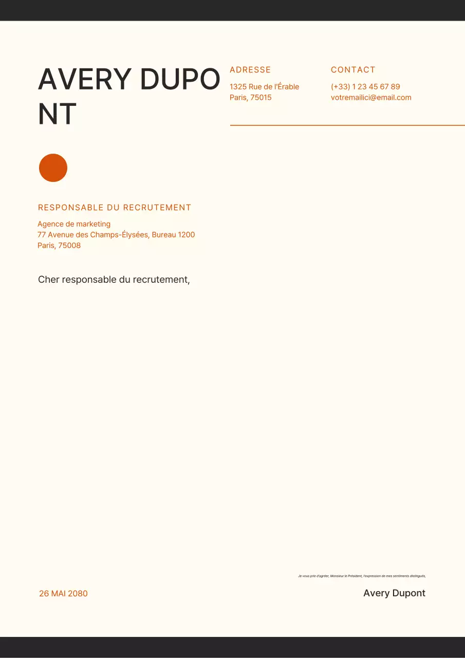 document de lettre professionnelle bleue