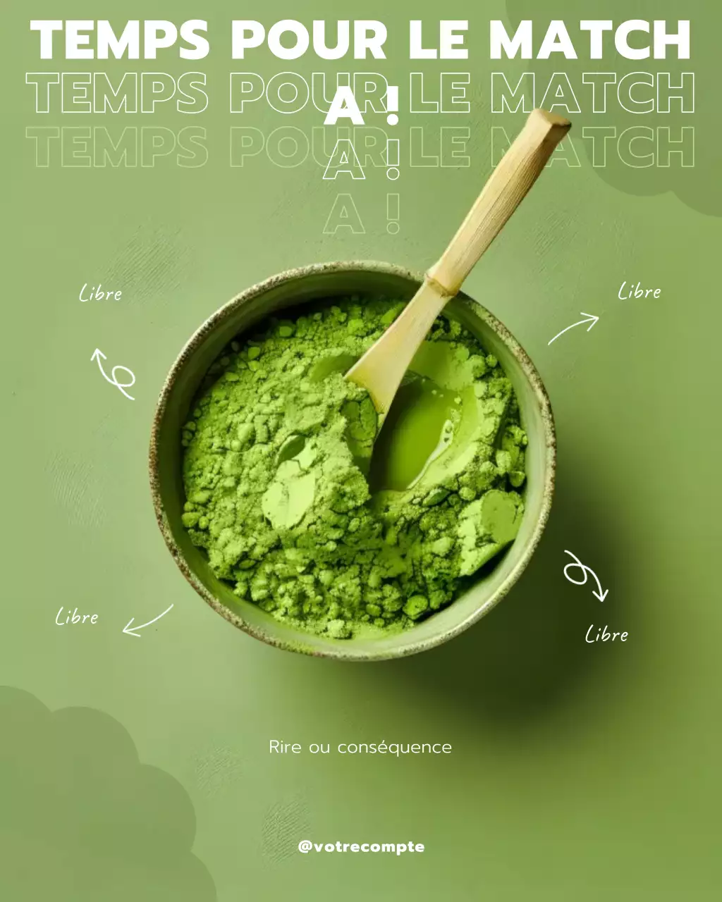 Post Instagram d'ambiance verte et moderne sur le matcha
