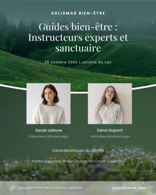 Publication Instagram sur un événement bien-être minimaliste blanc et vert