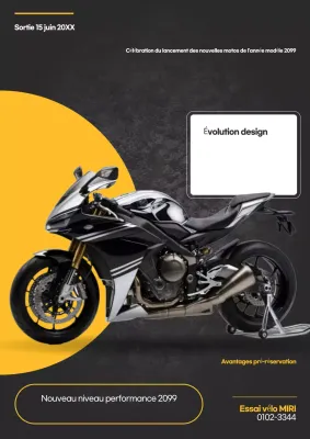 Annonce de la sortie de la moto moderne jaune