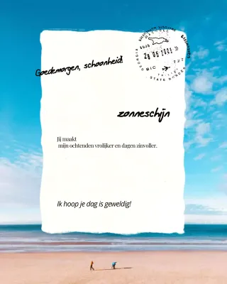 Blauwe en witte esthetische moderne goedemorgengroet Instagram-bericht