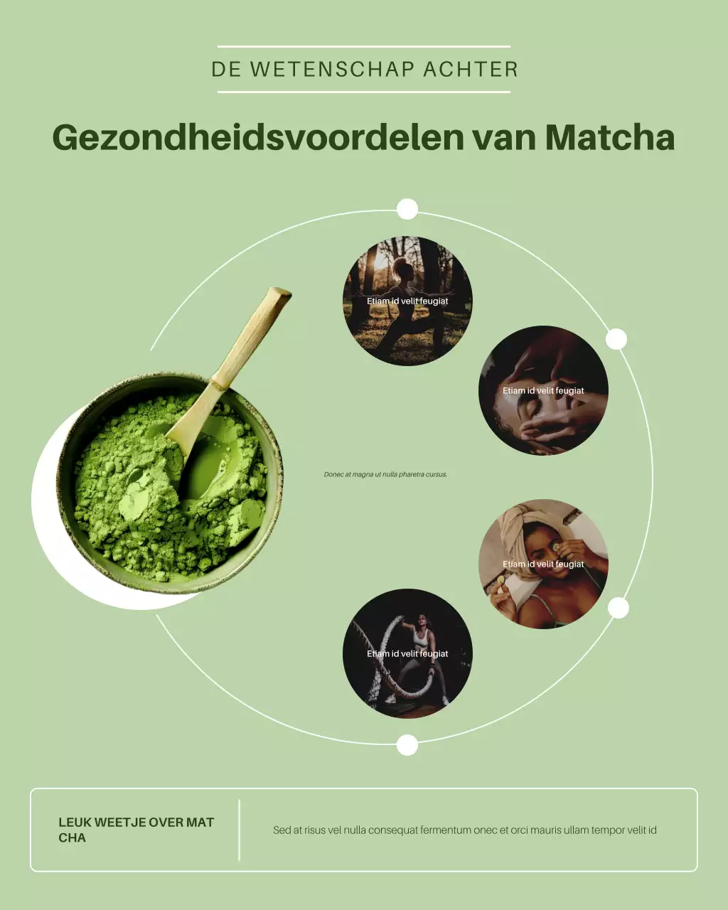 Instagram-bericht over de voordelen van groene minimalistische matcha