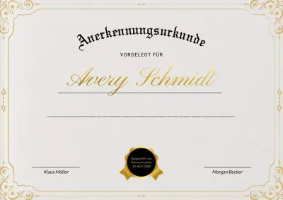 Klassisches elegantes Geschäftszertifikat in Beige und Gold Poster